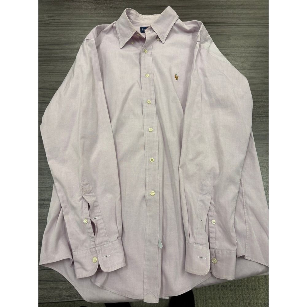 Ralph Lauren Pink Oxford Button Down Shirt Yarmouth Fit Large 17‎ 34/35